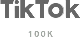 TikTok logo with 100k text below