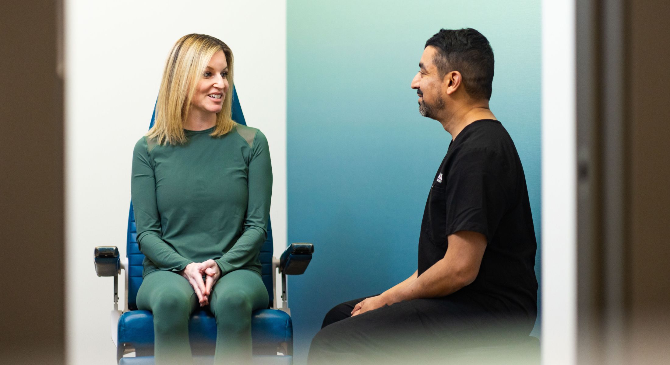 Patient consultation in a medical setting.